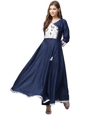 Blue printed polyester kurtas-and-kurtis 1