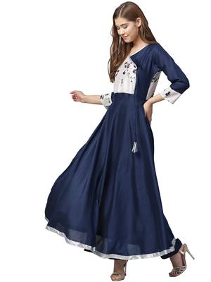 Blue printed polyester kurtas-and-kurtis 2