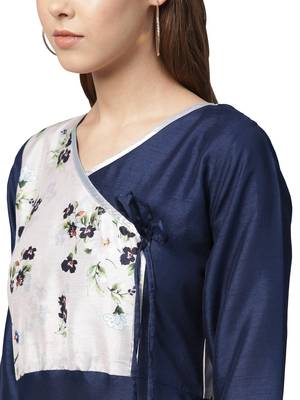 Blue printed polyester kurtas-and-kurtis 3