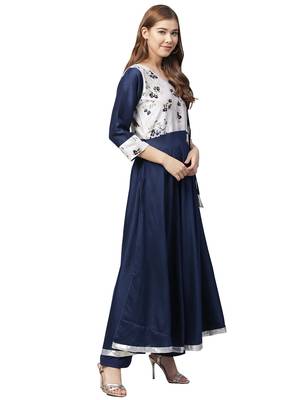 Blue printed polyester kurtas-and-kurtis 5
