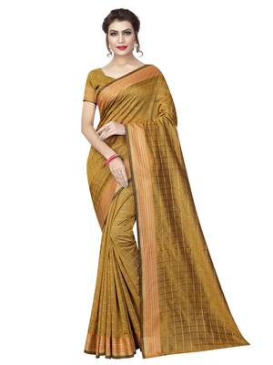 Mustard Woven Silk Saree With Blouse 1