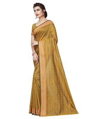 Mustard Woven Silk Saree With Blouse 2
