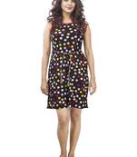 IMJI Nightwear Black Spagiti Short Printed Knitted Nighty For Women