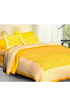 Rudra 100% Cotton Rajasthani Jaipuri Sanganeri Traditional  Double Bed Sheet with 2 Pillow Covers