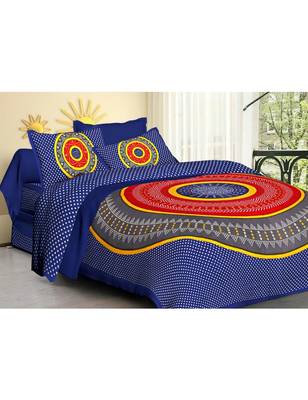 Rudra Rajasthani Bedsheets 100% Cotton Comfort Rajasthani Jaipuri Traditional Double Bedsheets with 2 Pillow Cover 1