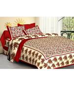 Rudra Sanganeri Printed Cotton Double Bedsheet with 2 Matching Pillow Cover.