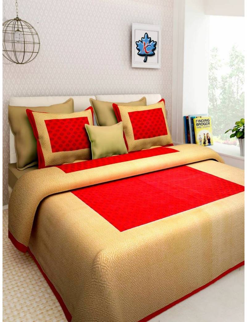 Rudra Booty Design Printed Double BEDSHEET with Two Pillow Cover