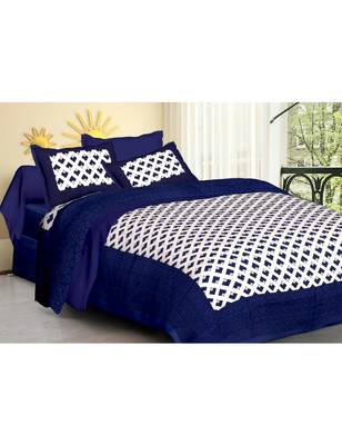 Rudra Sanganeri Printed Cotton Double Bedsheet with 2 Matching Pillow Cover. 1