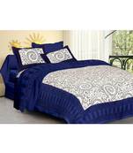 Sanganeri Printed Cotton Double Bedsheet with 2 Matching Pillow Cover.