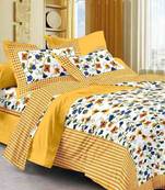 RUDRA 100% Cotton rajasthani jaipuri sanganeri traditional  double bed sheet with 2 Pillow Covers