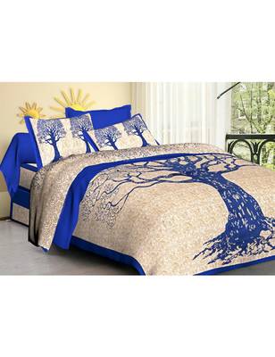 Rudra 100% Cotton Rajasthani Jaipuri Sanganeri Traditional  Double Bed Sheet with 2 Pillow Covers 1