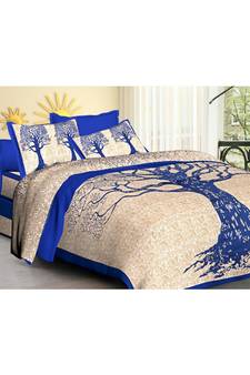 Rudra 100% Cotton Rajasthani Jaipuri Sanganeri Traditional  Double Bed Sheet with 2 Pillow Covers