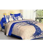 Rudra 100% Cotton Rajasthani Jaipuri Sanganeri Traditional  Double Bed Sheet with 2 Pillow Covers