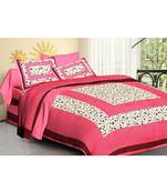 Sanganeri Printed Cotton Double Bedsheet with 2 Matching Pillow Cover