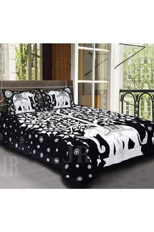 Sanganeri Printed Cotton Double Bedsheet with 2 Matching Pillow Cover