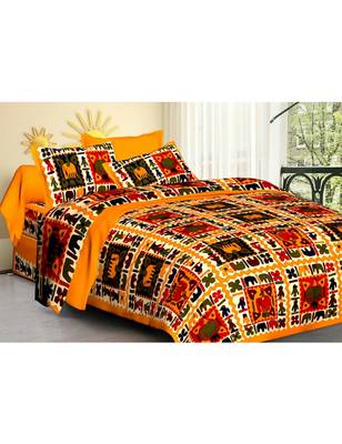 Sanganeri Printed Cotton Double Bedsheet with 2 Matching Pillow Cover 1