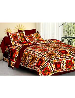 Rudra Rajasthani Bedsheets 100% Cotton Comfort Rajasthani Jaipuri Traditional Double Bedsheets with 2 Pillow Cover 1