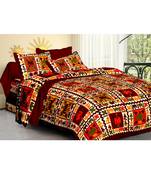 Rudra Rajasthani Bedsheets 100% Cotton Comfort Rajasthani Jaipuri Traditional Double Bedsheets with 2 Pillow Cover