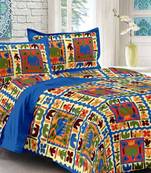 Sanganeri Printed Cotton Double Bedsheet with 2 Matching Pillow Cover.
