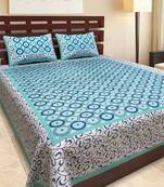 Sanganeri Printed Cotton Double Bedsheet with 2 Matching Pillow Cover.