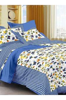 Sanganeri Printed Cotton Double Bedsheet with 2 Matching Pillow Cover.