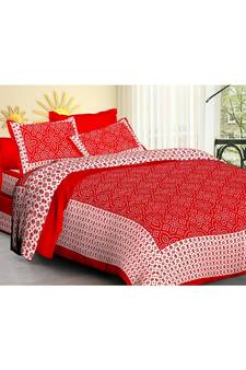 Rudra 100% Cotton Rajasthani Jaipuri Sanganeri Traditional  Double Bed Sheet with 2 Pillow Covers