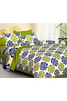 Rudra Rajasthani Bedsheets 100% Cotton Comfort Rajasthani Jaipuri Traditional Double Bedsheets with 2 Pillow Cover