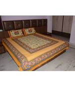 Rudra Rajasthani Bedsheets 100% Cotton Comfort Rajasthani Jaipuri Traditional Double Bedsheets with 2 Pillow Cover