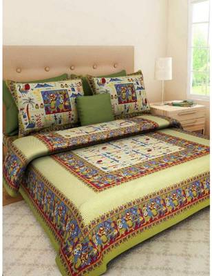 Rudra Rajasthani Bedsheets 100% Cotton Comfort Rajasthani Jaipuri Traditional Double Bedsheets with 2 Pillow Cover 1