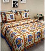 Rudra 100% Cotton Rajasthani Jaipuri Sanganeri Traditional  Double Bed Sheet with 2 Pillow Covers