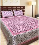 Rudra 100% Cotton Rajasthani Jaipuri Sanganeri Traditional  Double Bed Sheet with 2 Pillow Covers