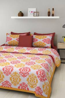 Rudra 100% Cotton Rajasthani Jaipuri Sanganeri Traditional  Double Bed Sheet with 2 Pillow Covers