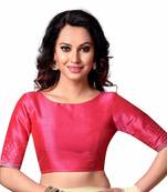 Pink Plain cotton silk readymade-blouse