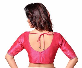 Pink Plain cotton silk readymade-blouse 3