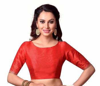 Red Plain cotton silk readymade-blouse 1