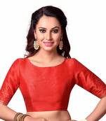 Red Plain cotton silk readymade-blouse