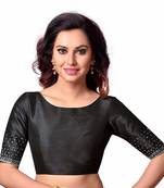 Black Plain cotton silk readymade-blouse