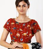 Multicolor printed silk readymade-blouse