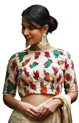 Off White printed silk readymade-blouse 1