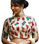 Off White printed silk readymade-blouse