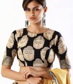 Black printed silk readymade-blouse