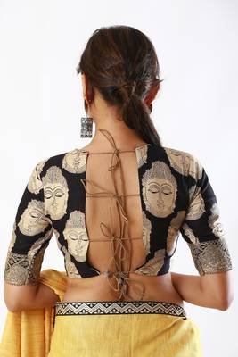 Black printed silk readymade-blouse 2