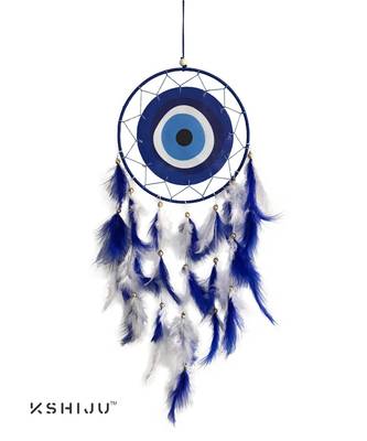 Kshiju print evil eye protection dream catcher, handmade, wall art, boho wall decor 1