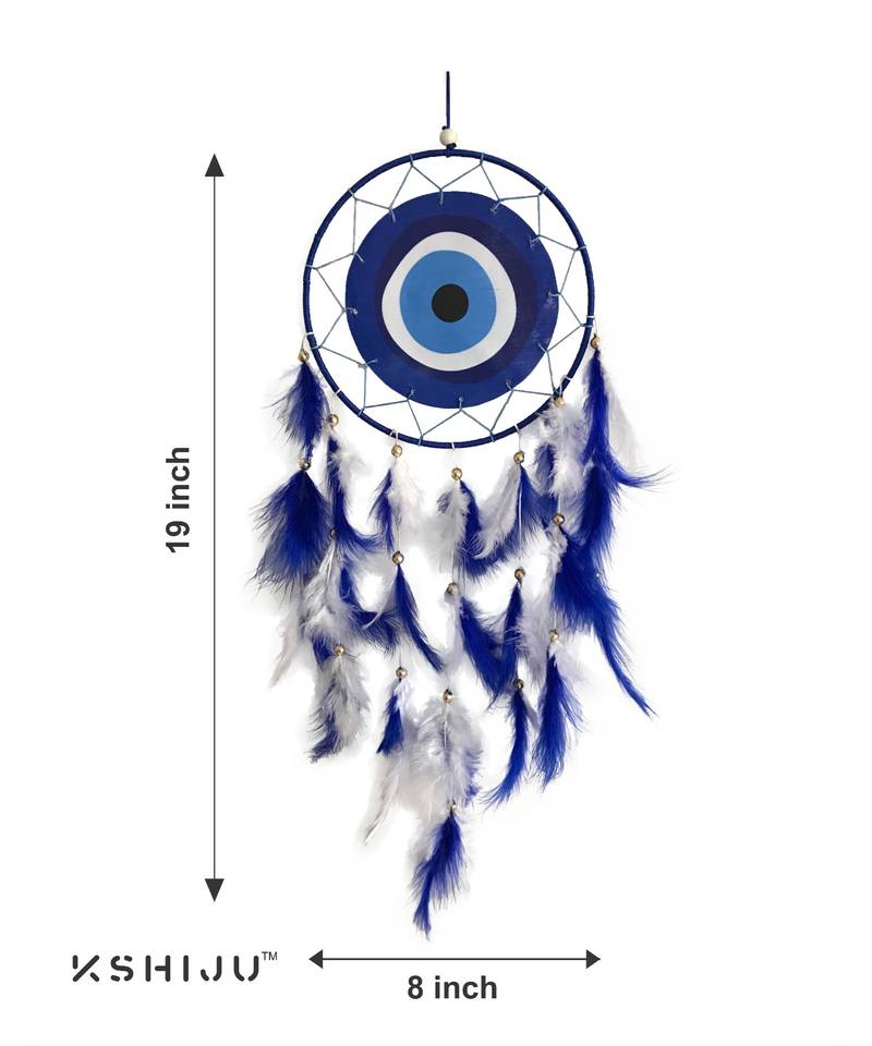 Kshiju print evil eye protection dream catcher, handmade, wall art, boho wall decor