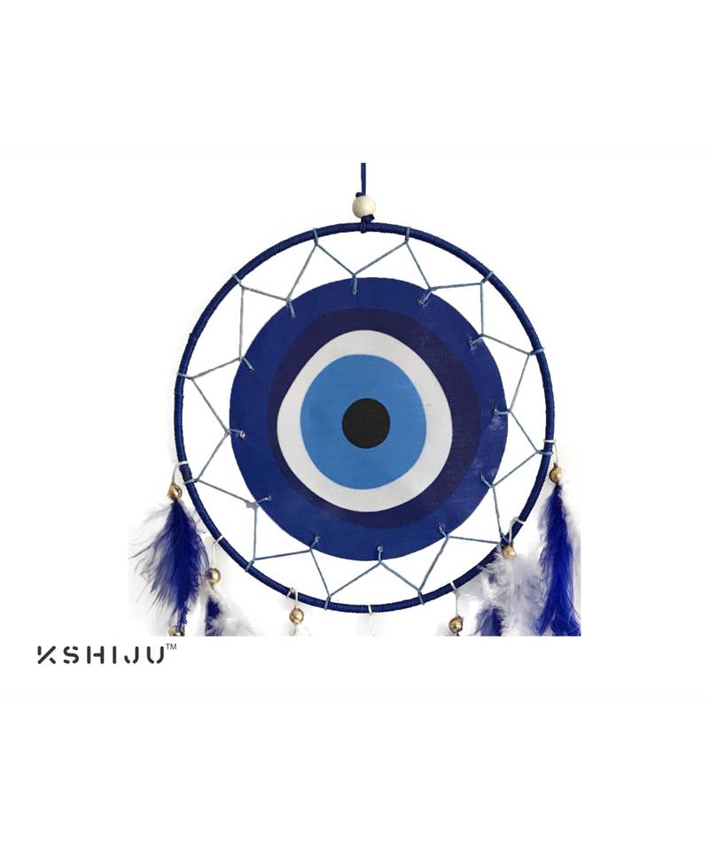 Kshiju print evil eye protection dream catcher, handmade, wall art, boho wall decor