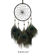 Kshiju  handmade peacock feather pendant car hanging gift craft dream catcher wall art, spiritual, boho wall decor