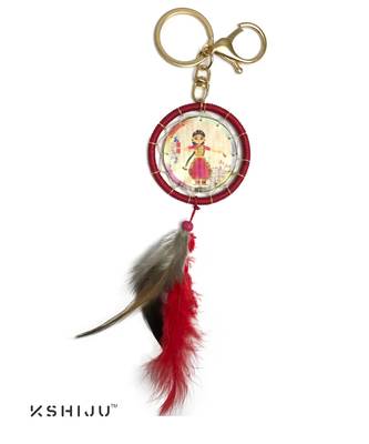classic print multicolor indian dance form bharatnatyam dream catcher lucky charm key chain keyring handbag charm 1