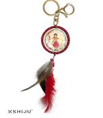 classic print multicolor indian dance form bharatnatyam dream catcher lucky charm key chain keyring handbag charm