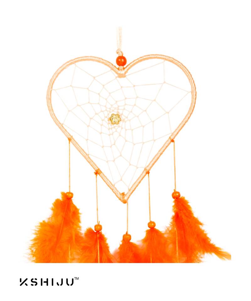 Kshiju's heart shape dreamcatcher orange 5*15" inch wall hangings home decor nursery decor