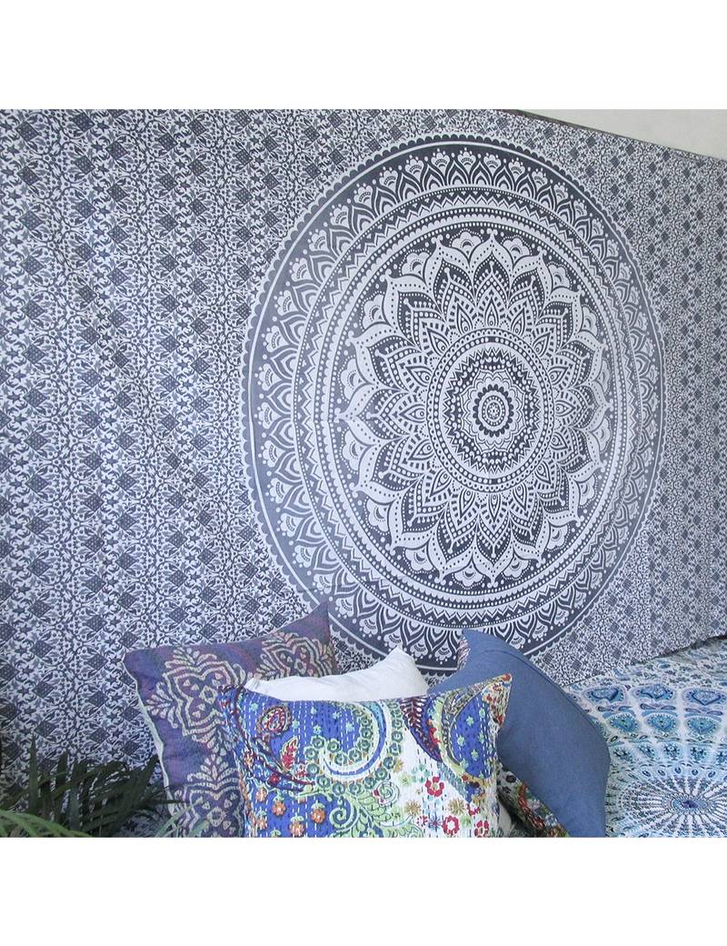 New Twin Grey Mandala Hippie Room Decorative Tapestry Grey Wall Hanging